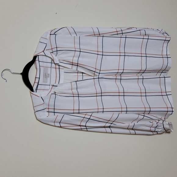 Loft Windowpane blouse 100% Rayon - Picture 1 of 5